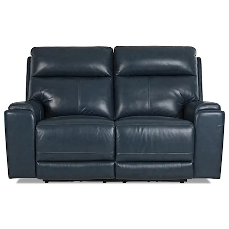 Leather Power Reclining Loveseat with Power Headrests and USB Ports